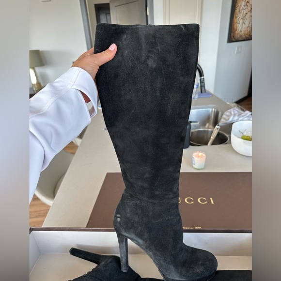 Gucci Black Suede High Boots with Heel - Picture 10 of 13